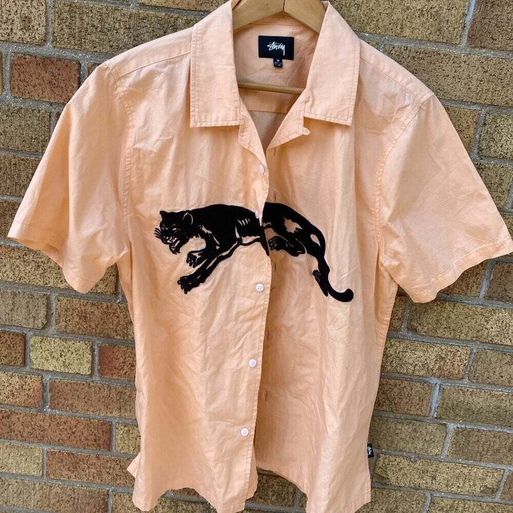 S/S18 Stussy Panther Camp Collar Shirt Medium